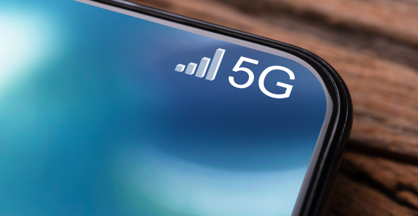 Top corner of a phone with 5G