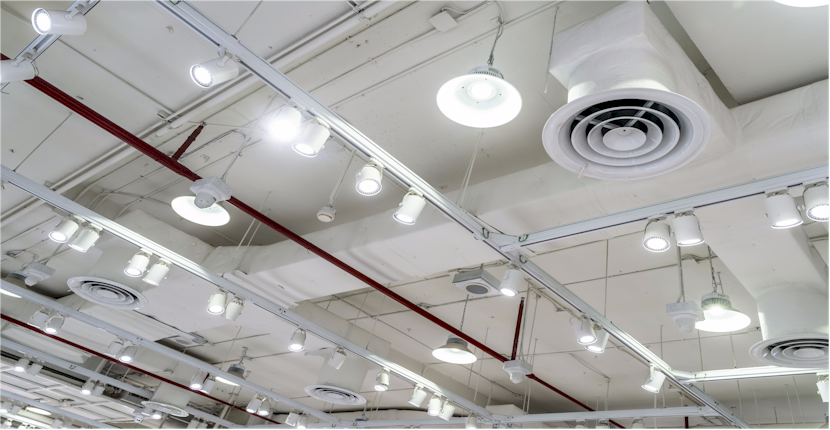 warehouse ceiling with updated lights