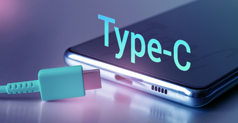 Phone with a USB-C port and a charge cable