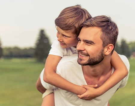 Father and child outside