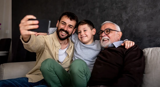 Three generations on a couch