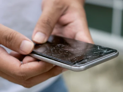 Holding a broken iPhone
