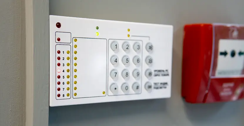 Security system on the wall of a building