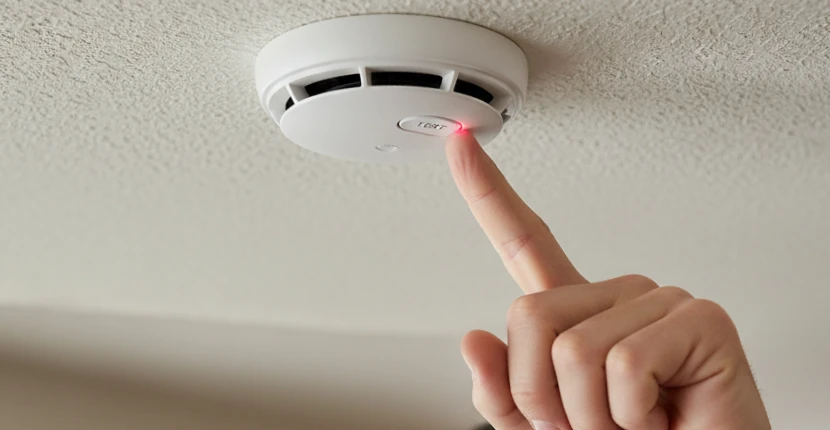 Testing a smoke detector on the ceiling