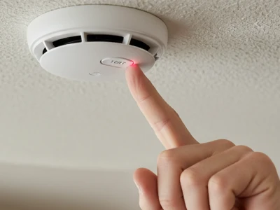 Testing a smoke detector on the ceiling