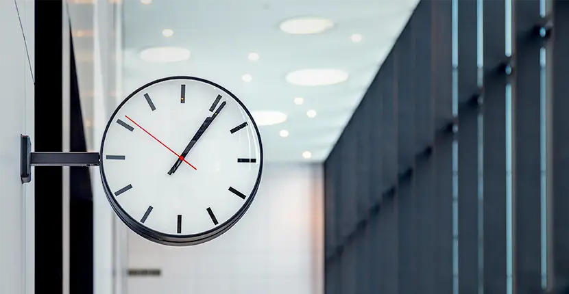 Clock on the wall in an office