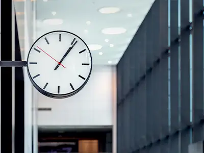 Clock on the wall in an office