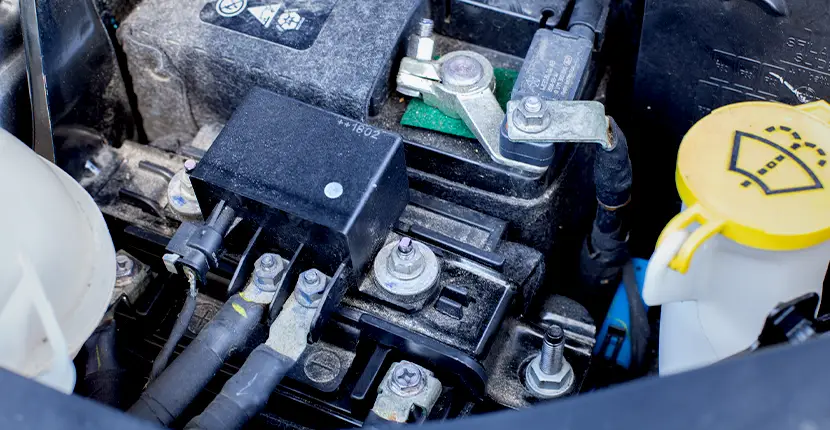 Looking at an engine above the battery