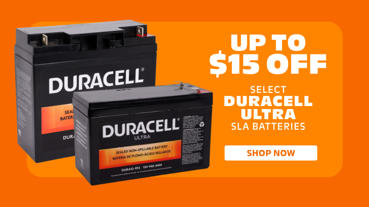Up to $15 off select Duracell Ultra SLA Batteries. Shop now.